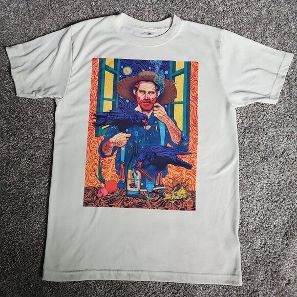Rosenfeld Absinth Van Gogh Style Art Size Medium Ivory Colored Short Sleeve - Picture 1 of 8